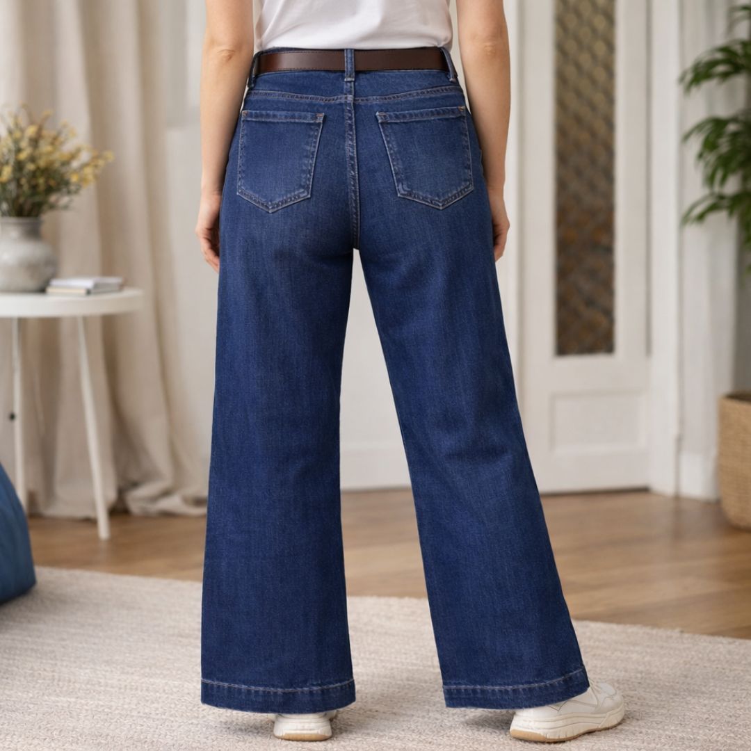 Ženske farmerke sa visokim strukom – široke nogavice 1004 - Slika 2