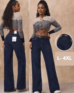 Ženske farmerice visokog struka – široke nogavice (L–4XL)