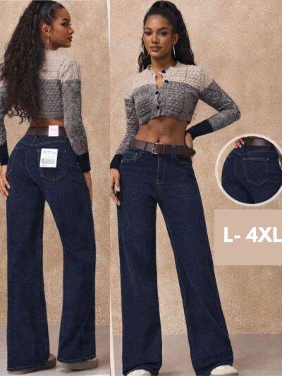 Ženske farmerice visokog struka – široke nogavice (L–4XL)